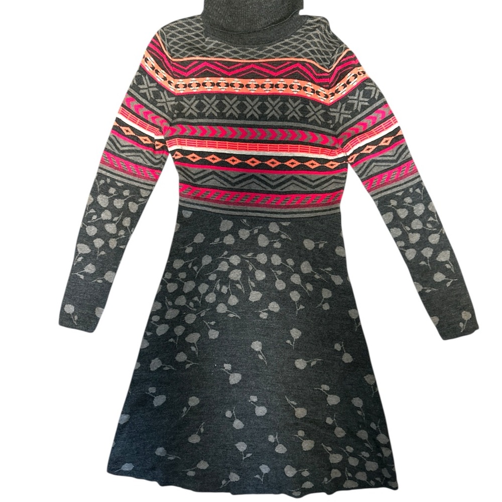 Krimson Klover Red and White Raglan Turtleneck Sweater Dress